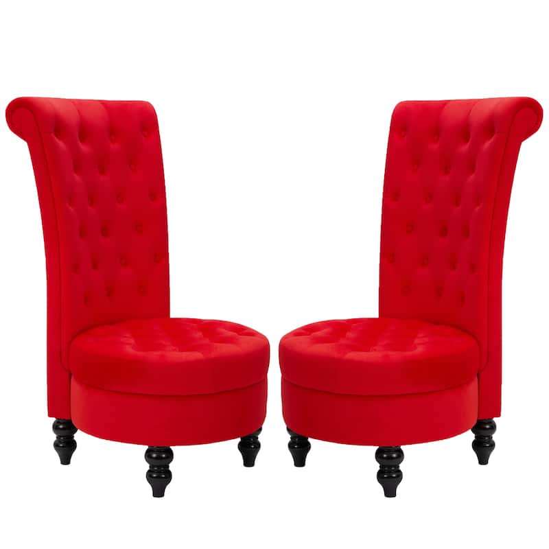 AVAWING Set of 2 Throne Royal Chair Thick Padding and Rubberwood Legs