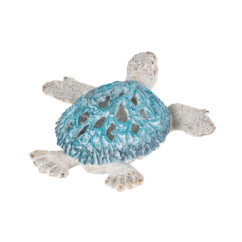 Polystone Textured Swimming Sea Turtle Decorative Sculpture with Red Shell - Reb or Blue