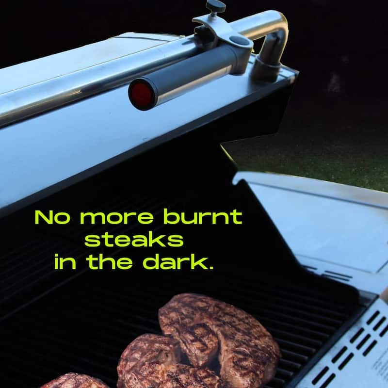 LIGHTACCENTS Barbecue Grill Light, Battery Operated LED BBQ Grill Light, Aluminum Clamp, Adjustable 180 Degrees, 10 LED