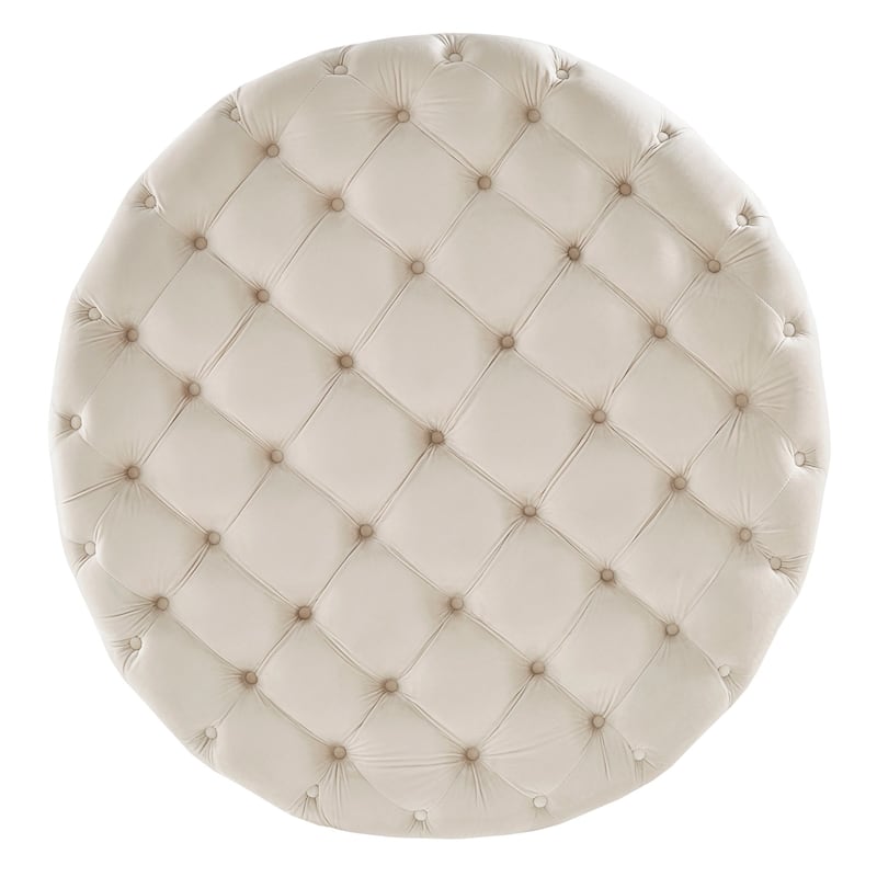 Knightsbridge Round Tufted Rolling Ottoman by iNSPIRE Q Artisan - Beige Velvet