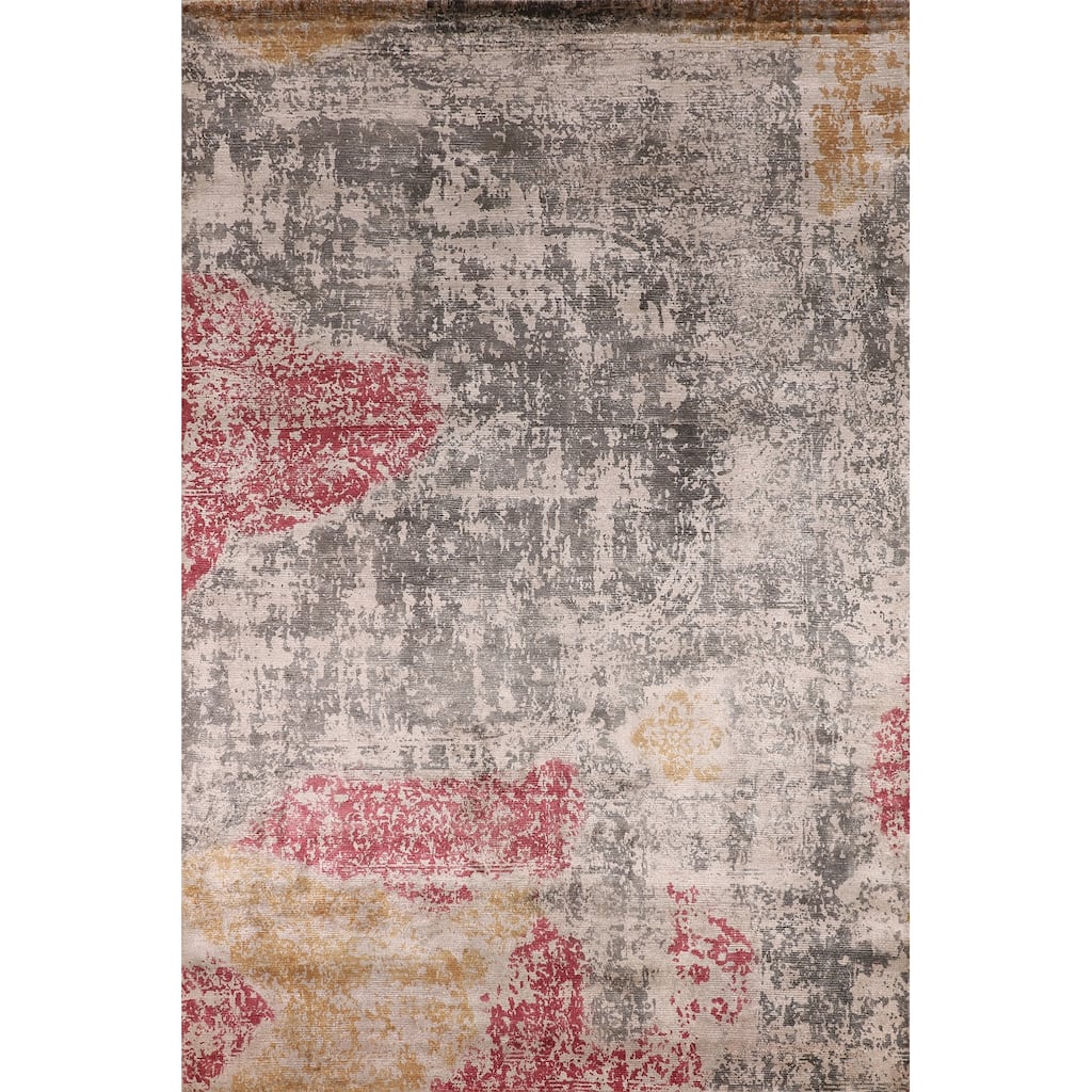Multicolor Abstract Modern Area Rug Handmade Wool Carpet - 6'7" X 9'7"