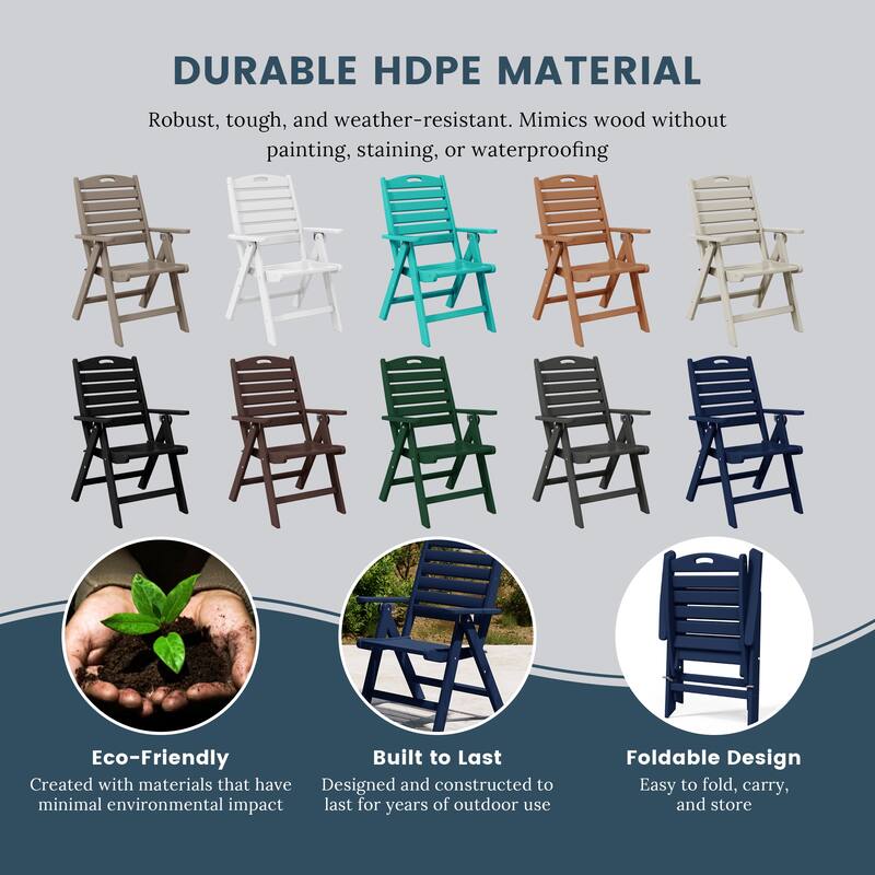 Coastline Patio Folding Highback Dining Chair Set of 2