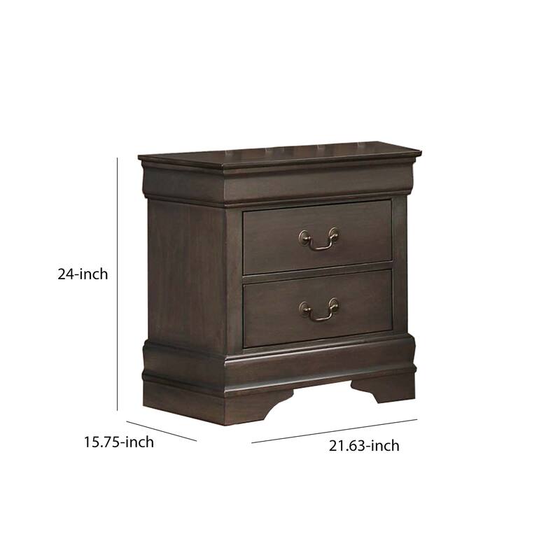 Gray 2 Drawer 15.75 in. W Nightstand with Sturdy Hardware and Ample Storage