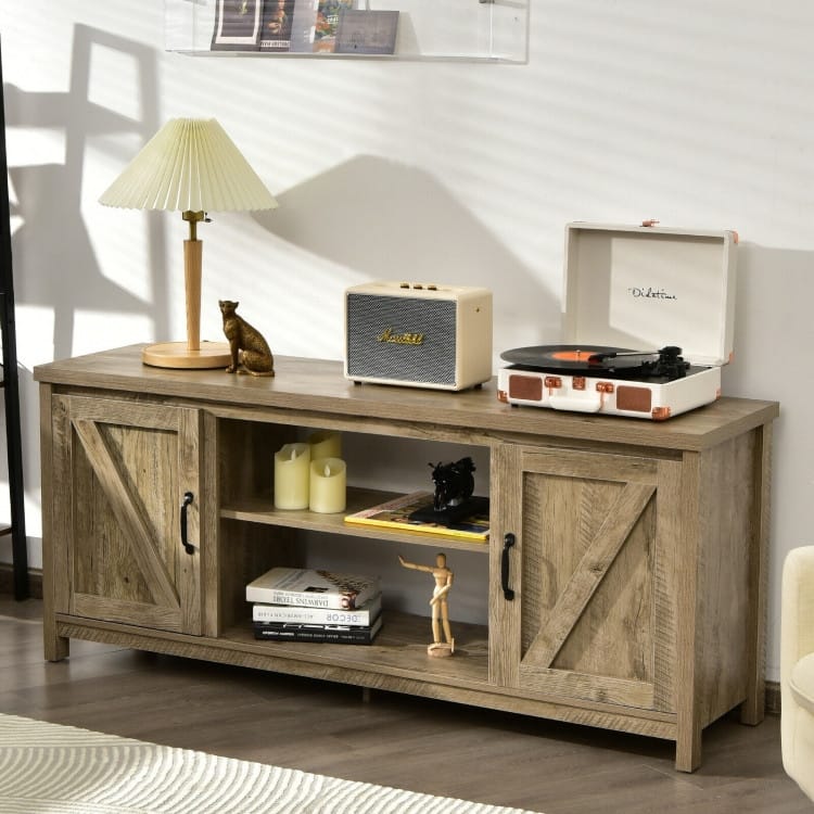 59 Inches TV Stand Media Console Center with Storage Cabinet - 59" x 16" x 25" (L x W x H)