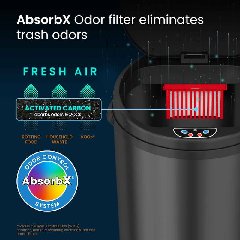 iTouchless 8 Gal Black Stainless Steel Sensor Kitchen Trash Can