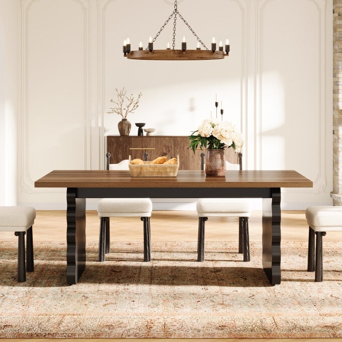 63-Inch Modern Dining Table, Large Wooden Kitchen Table for 4-6
