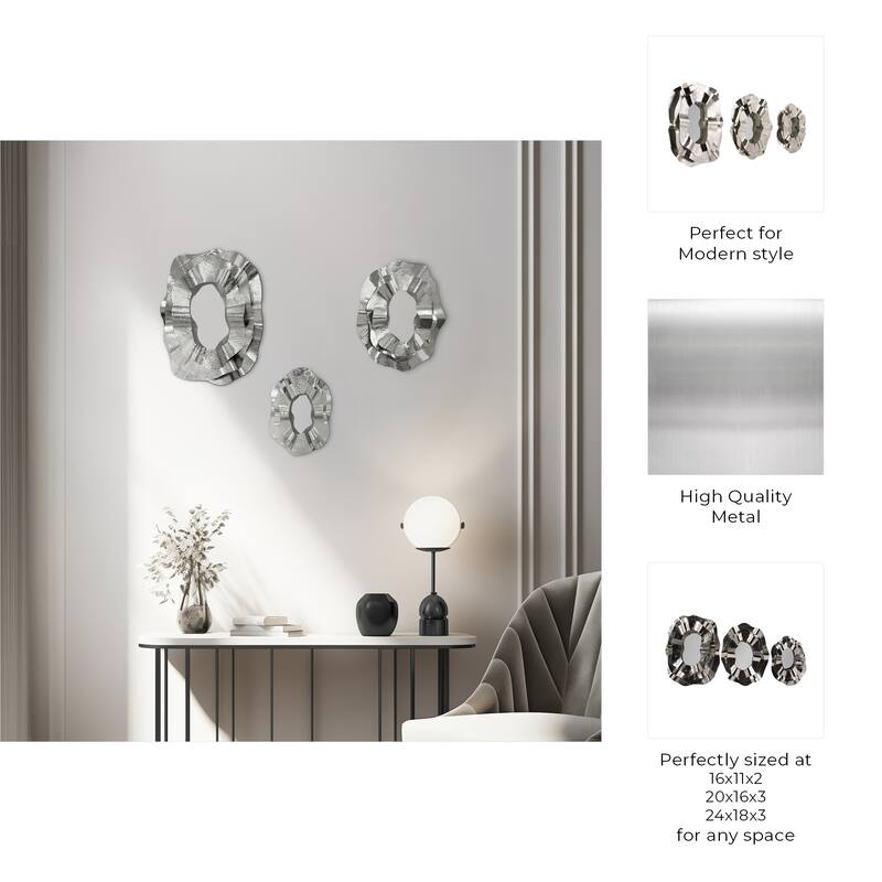 Metal Modern Wall Mirrors Set of 3 - 16", 20" - 24.0"