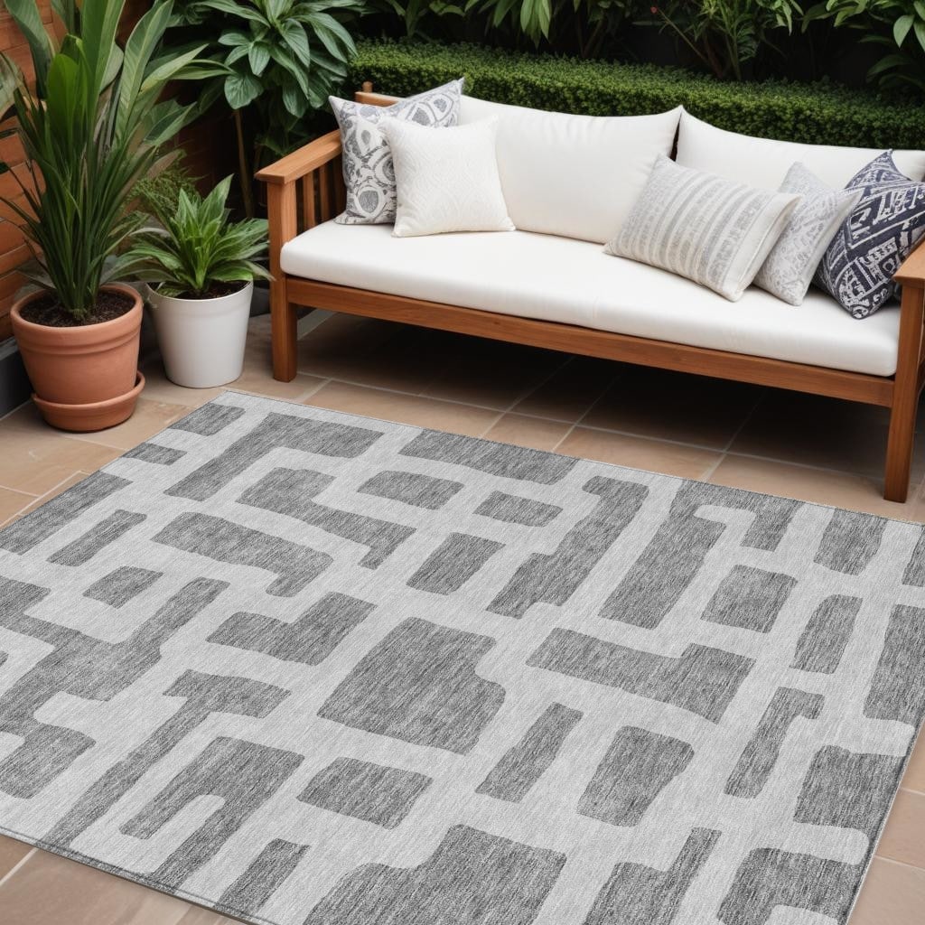 HomeRoots Abstract Transitional Rectangle Outdoor Rug