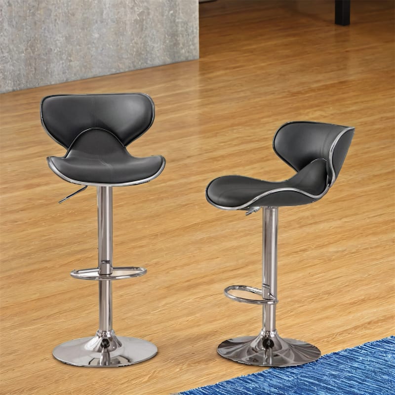 Upholstery Adjustable Swivel Barstool w/ Chrome Base (Set of 2)