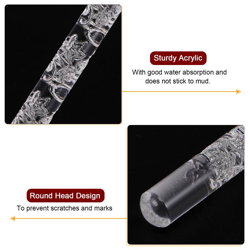 Acrylic Embossed Rolling Pin 16cm x 1cm, Flower Pattern - Transparent