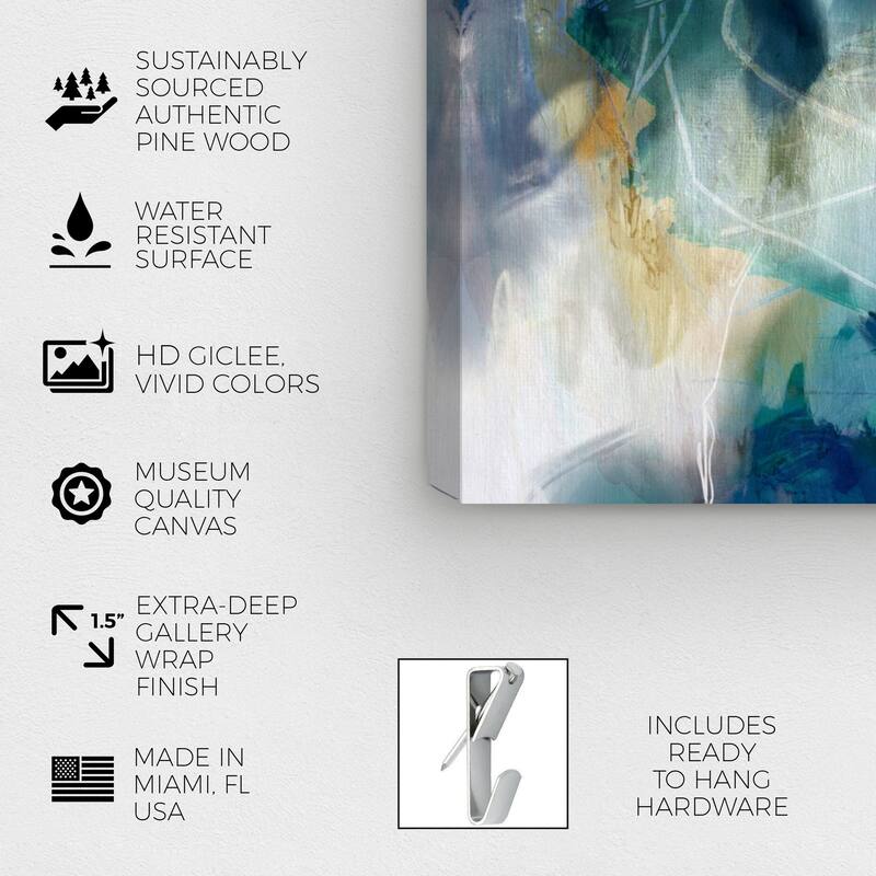 Wynwood Studio Canvas Abstract Rainy Garden Blue and Modern & Contemporary Wall Art Canvas Print