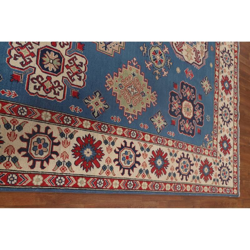 Blue Kazak Rug Hand-Knotted Oriental Wool Carpet - 8'3"x 11'6"