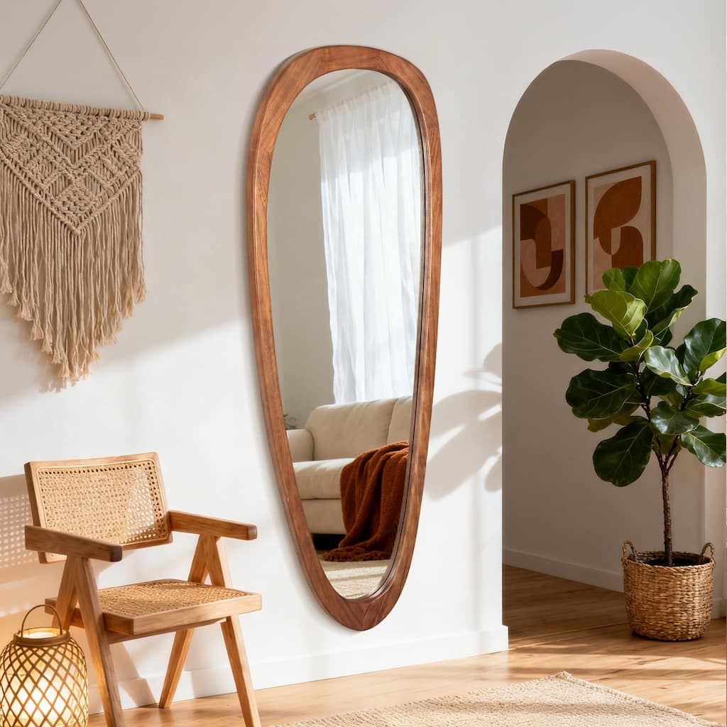 Irregular Mirror Asymmetrical Wood Wall Mirror