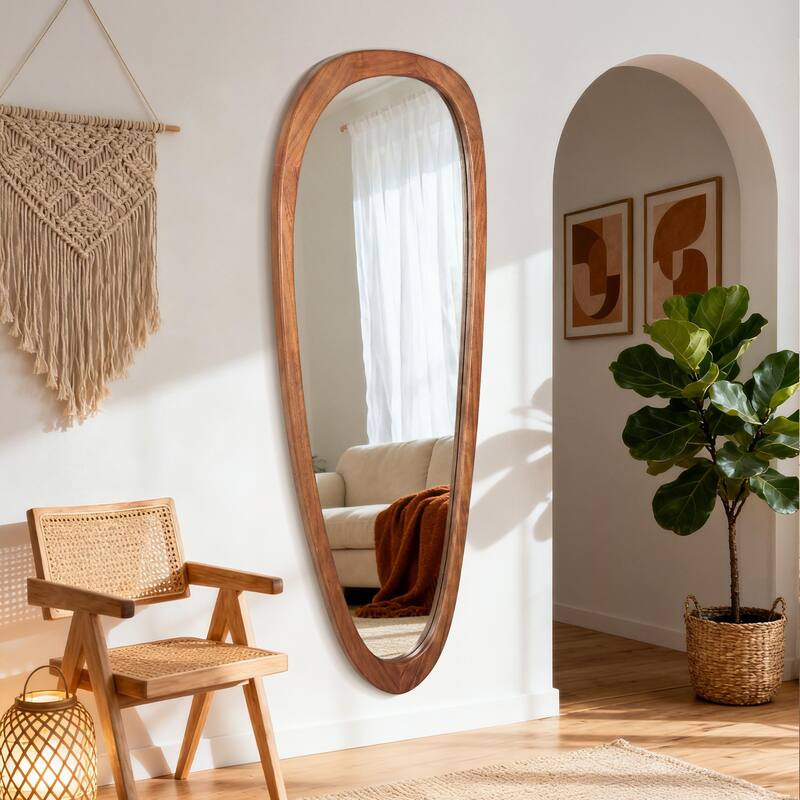 Unique Silhouette: Curved-shaped, Stylish Wall Mirror - 22X60 - Gold