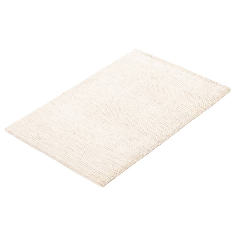 ECARPETGALLERY Hand Loomed Pearl Cream Viscose, Wool Rug - 2'0 x 2'11
