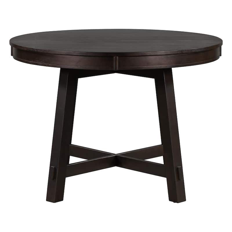 Farmhouse Round Extendable Dining Table with 16" Leaf - Elegant Wood Kitchen Table