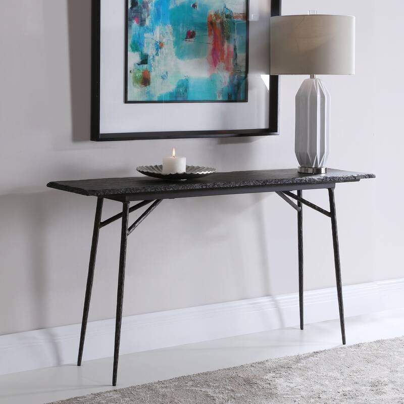 Uttermost Kaduna 60" Long Slate Top Iron Industrial Style Console