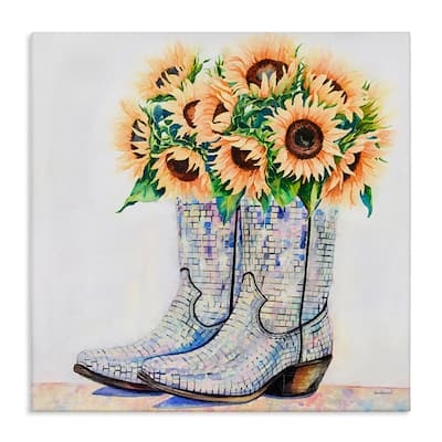 Stupell Sunflower Filled Cowgirl Boots Canvas Wall Art Design By Amanda Greenwood