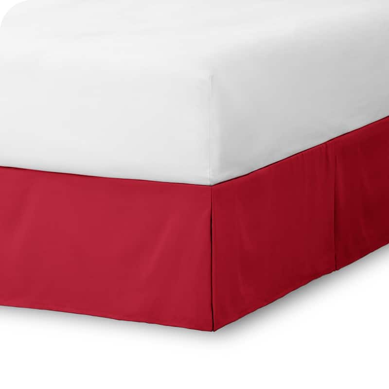 Bare Home Pleated Bed Skirt - 15-Inch Tailored Drop Easy Fit - Queen - Red
