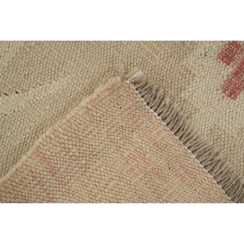 Hand Woven Oriental 100% Wool Carpet Southwestern Tribal Beige & Ivories Kilim Area Rug - 10' 0'' X 7' 2''