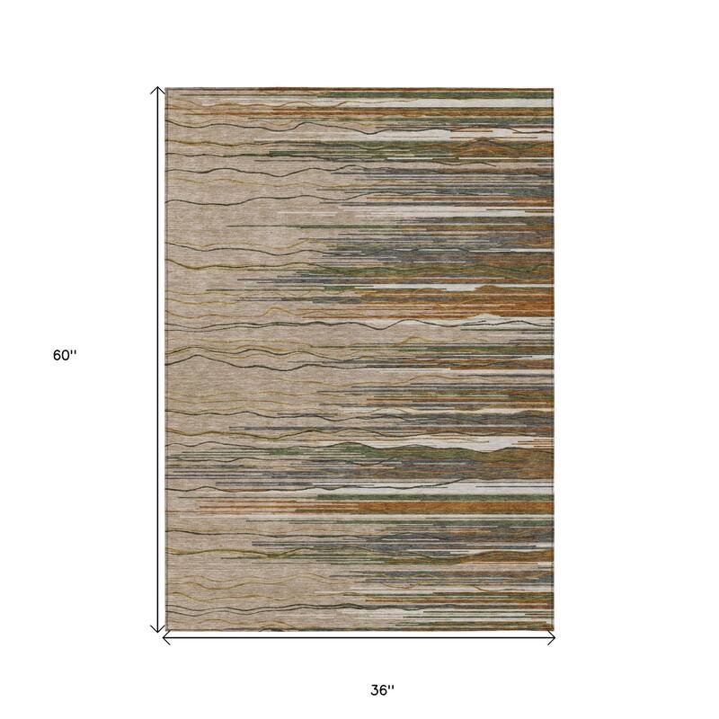 HomeRoots Striped Transitional Rectangle Outdoor Rug