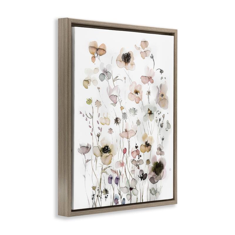 Stupell Soft Cottage Florals Framed Floater Canvas Wall Art Design by Incado