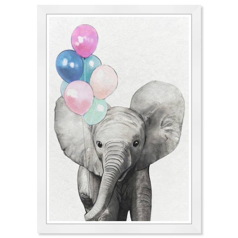 Olivia's Easel 'Baby Elephant I'Kids Wall Art Framed Print Gray, White