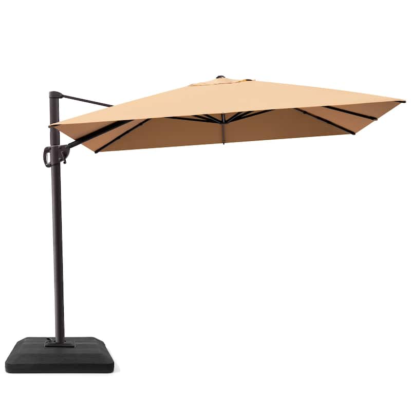 Crestlive Products Outdoor Patio Umbrella Cantilever Offset with Base - Tan