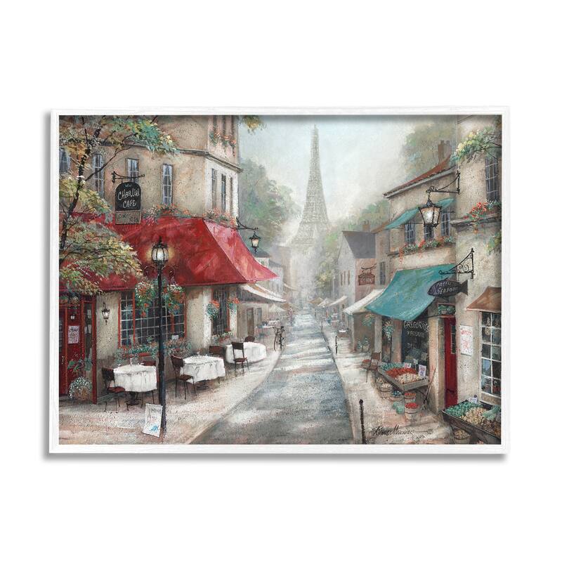 Stupell Parisian City Streets Traditional Countryside Bistro Architecture Framed Wall Art