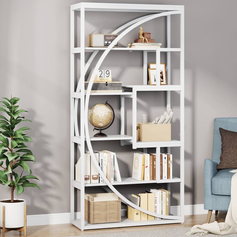 70.8" Tall Modern Geometric Bookshelf with 6-tier storage Shelf - 70.8"H