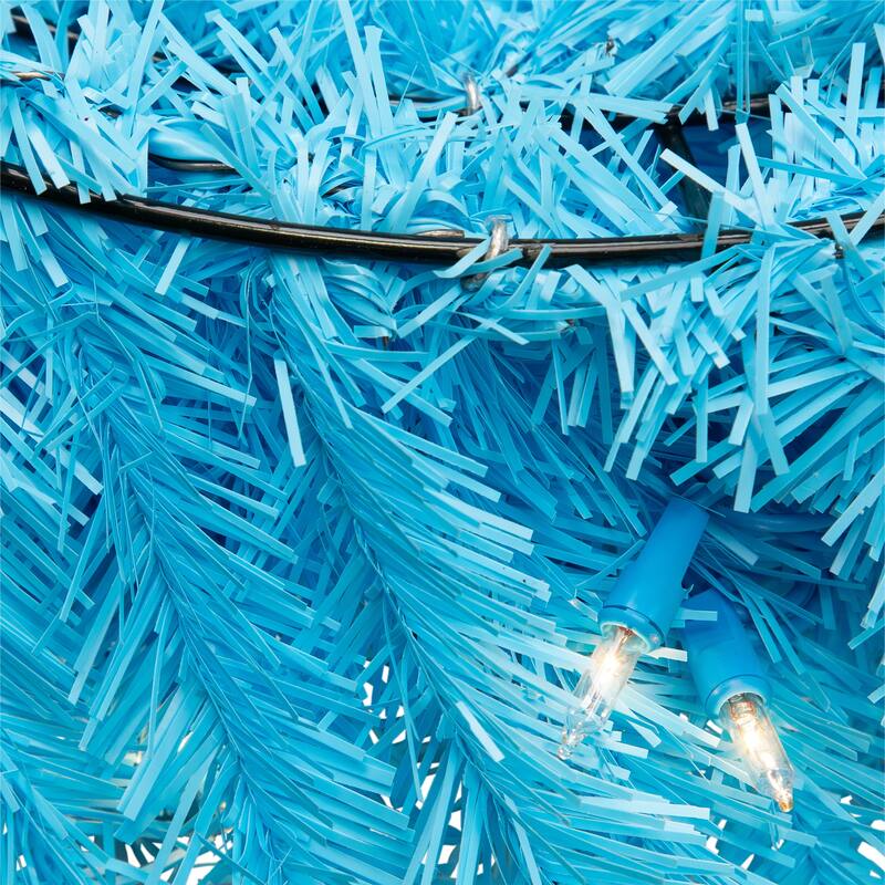 Pre-Lit Artificial Pine Christmas Wreath - 24" - Sky Blue - Clear Lights
