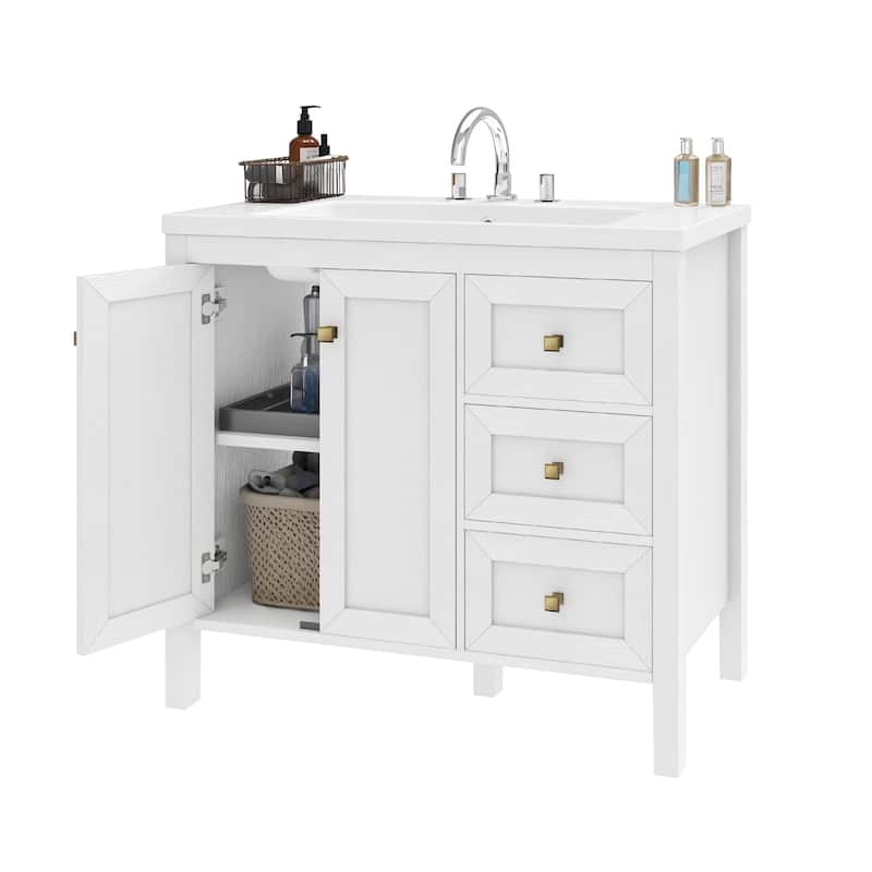 Moasis 36"/42" Bathroom Vanity with Sink Set and 2 Soft-Closing Doors & 3 Drawers