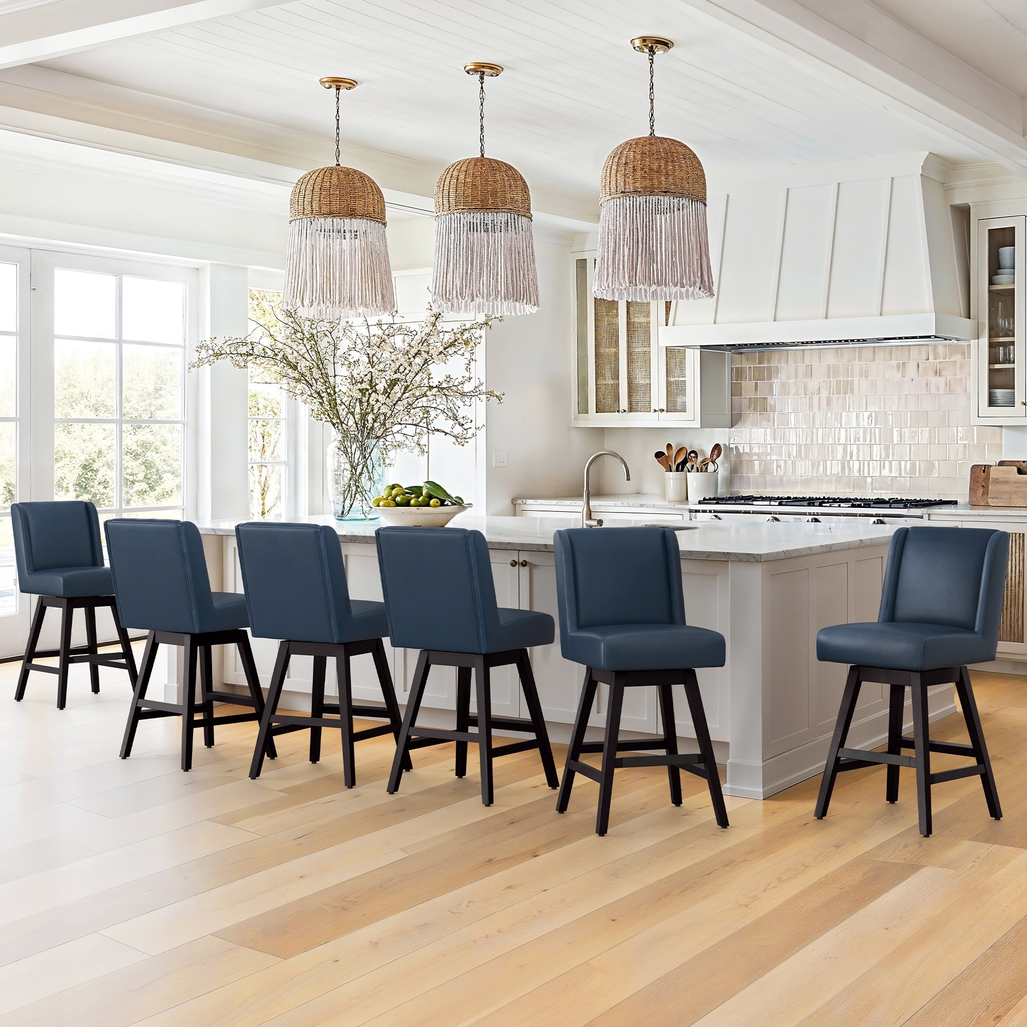 Mordern 360°Swivel Counter Height Bar Stools, Upholstered Barstool with with back for Kitchen Island, Dining Room