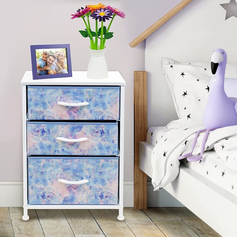 Nightstand 3-Drawer Shelf Storage - Bedside Furniture End Table Chest