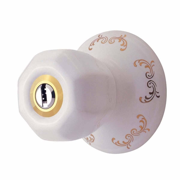 Int&Ext Keyed Door Knob Lock Set Porcelain Ajustable Backset |Renovator's Supply