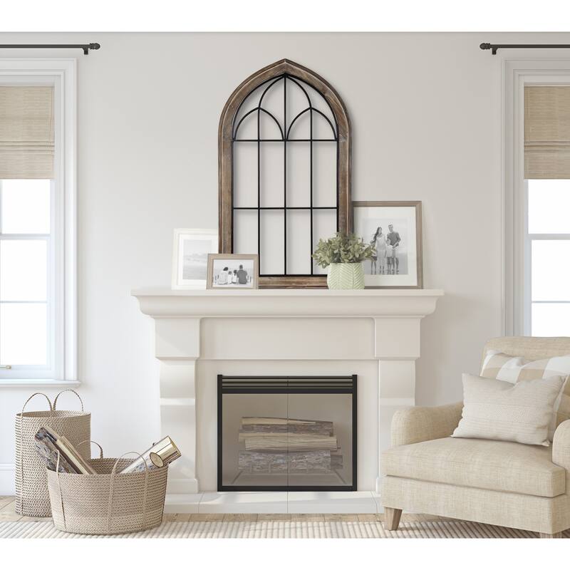 Kate and Laurel Rennel Wood Window Pane Arch Wall Decor