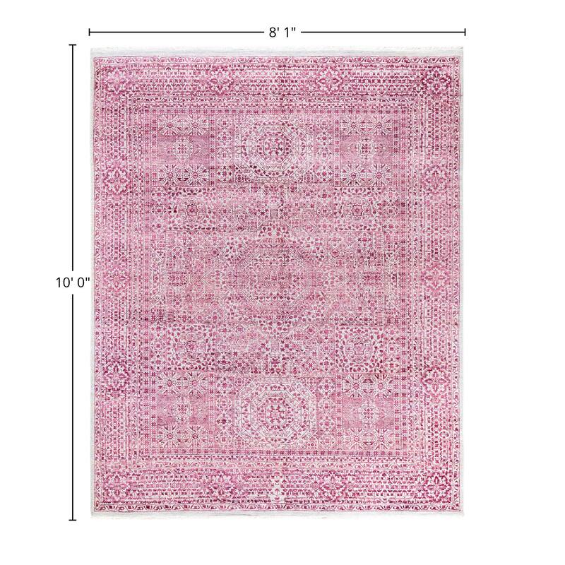 Ikat One-of-a-Kind Handmade Area Rug, Pink - 8' 1" x 10' 0"