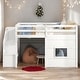 preview thumbnail 1 of 7, Twin Loft Bed with Storage Staircase & Window, White