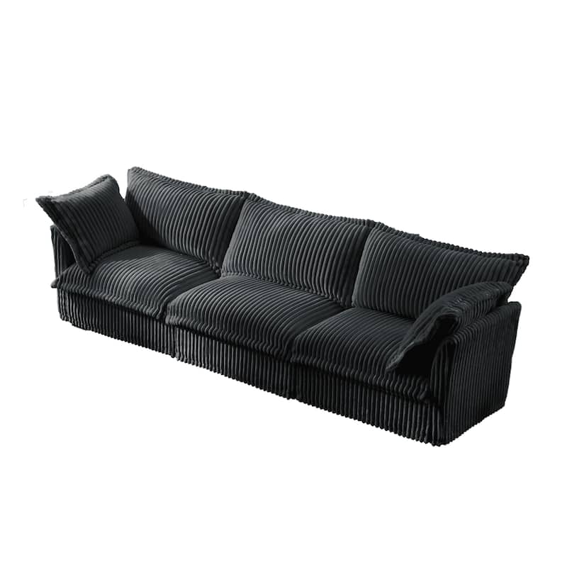 Modern 3-Seater Slipcovered Corduroy Sofa with Suppleness Armrests