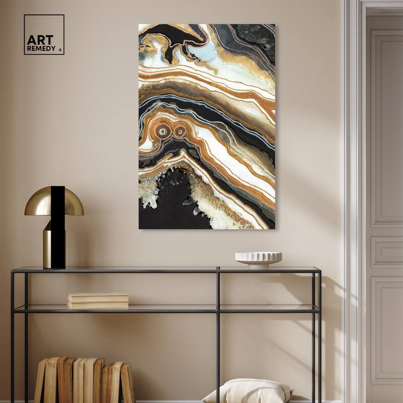 Art Remedy Black And Gold Ii Gallery Wrapped Mineral, Agate & Geode 1 Piece Canvas Wall Art
