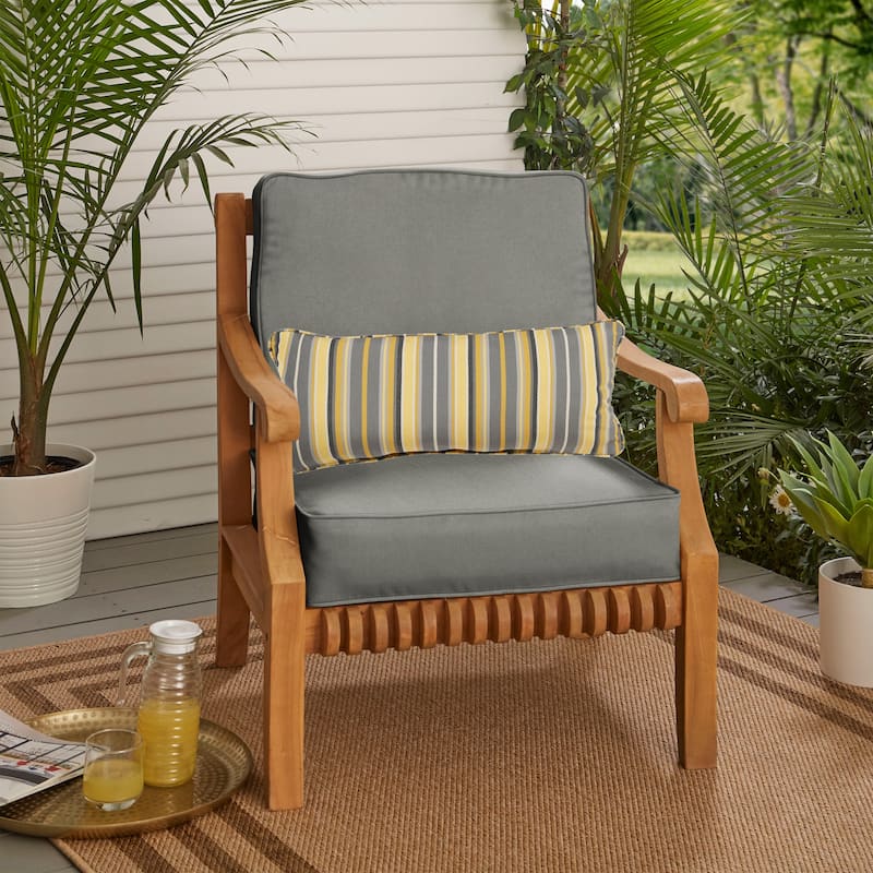 Sorra Home Oakley Sunbrella Solid Indoor/ Outdoor Corded Chair Cushion Set and Lumbar Pillow