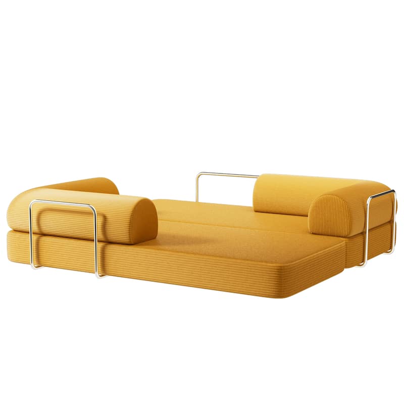 79" Contemporary Corduroy Module Comfortable Compressed Sofa