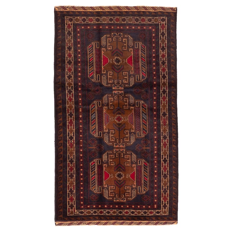 ECARPETGALLERY Hand-knotted Teimani Dark Navy Wool Rug - 3'10 x 6'11