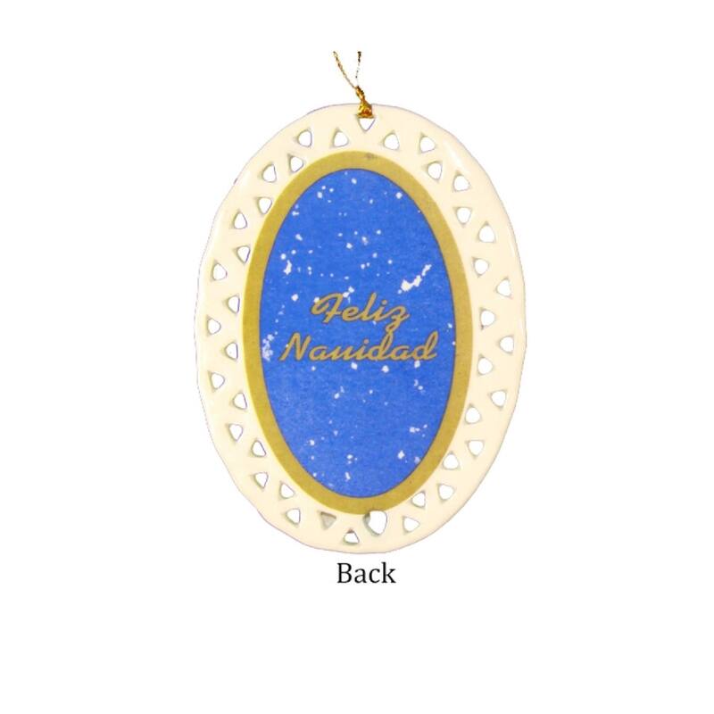 Club Pack of 192 Ivory and Blue Jesus with Holy Mary Christmas Ornaments 3.75"