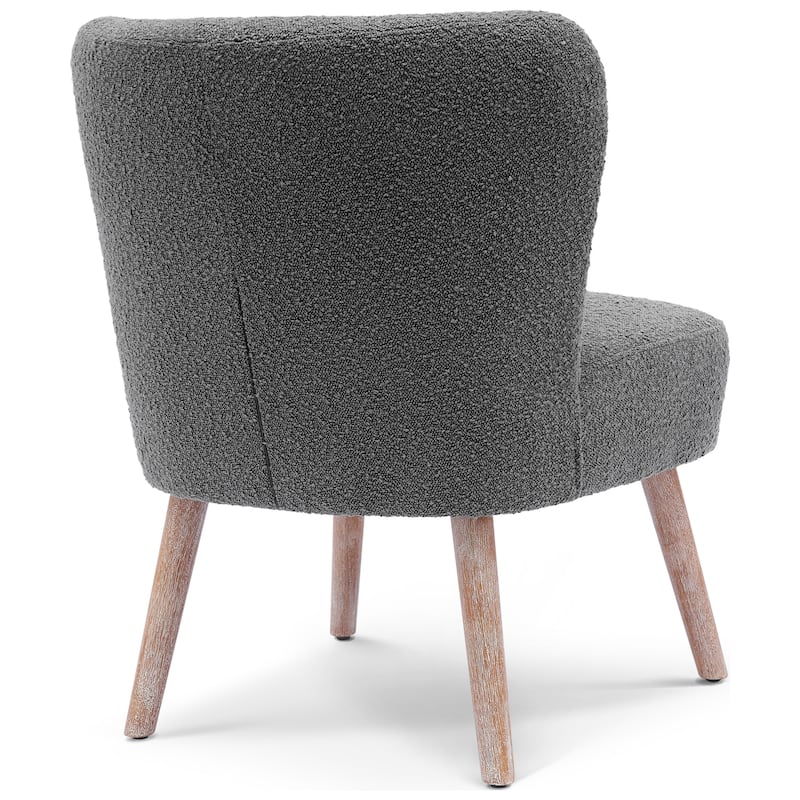 Boucle Polyester Upholstered Armless Accent Chair - Stain Resistant (Set of 2)