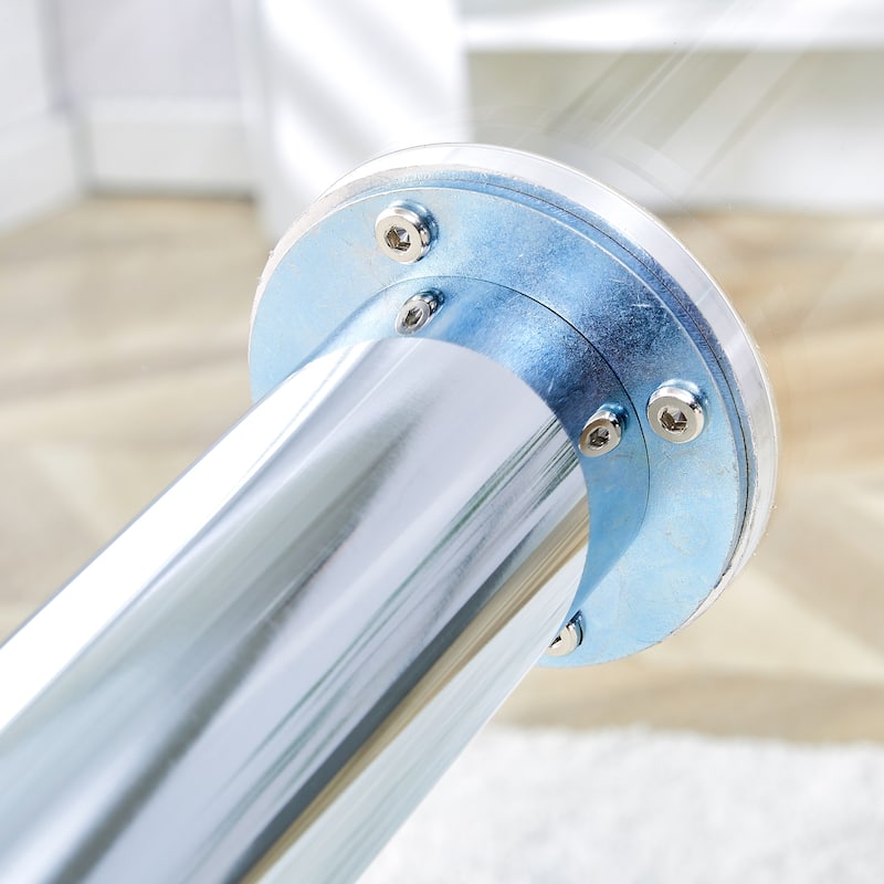 Glass Coffee Table, 29.5 Inch Round Modern Coffee Table, Small Center Table with Metal Legs for Living Room