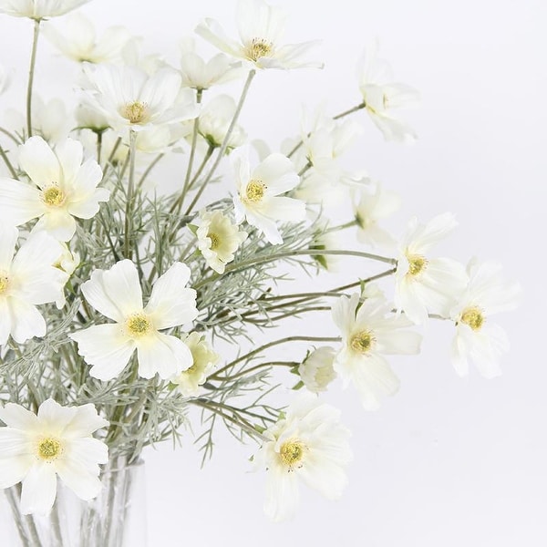 FloralGoods Silk Cosmos Stem in White 24" Tall