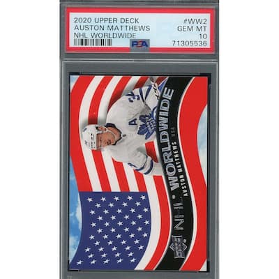 Auston Matthews 2020 Upper Deck NHL Worldwide Hockey Card #WW2 Graded PSA 10 - 8'6" x 11'6"