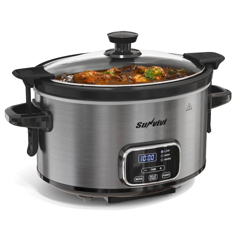 4QT Programmable Slow Cooker with Locking Lid