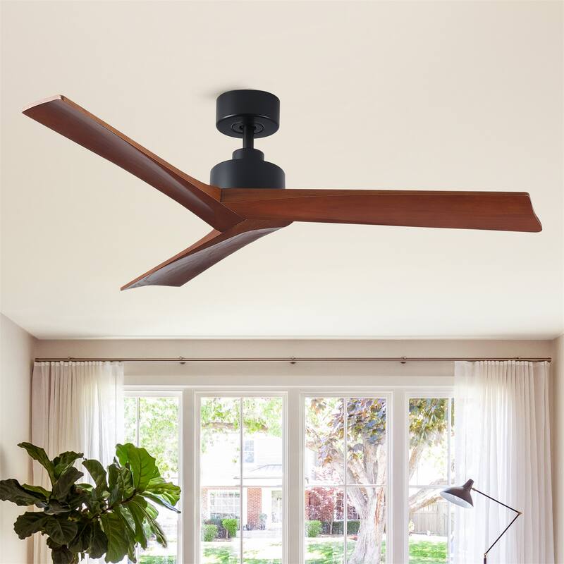 52" Black Low Profile Ceiling Fan without Light